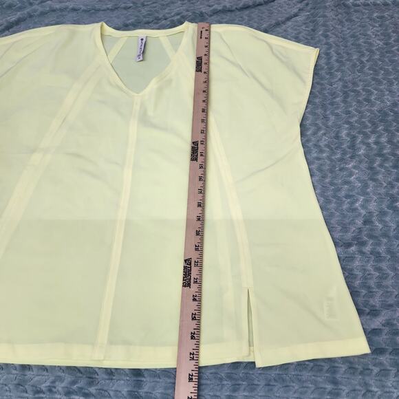 ATHLETA BOULEVARD V-NECK TEE T-SHIRT Size 1X Neon Yellow Green - Picture 6 of 10